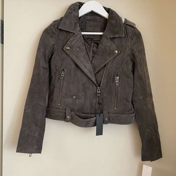 Blank NYC Suede Moto Jacket in French Grey - Picture 4 of 6